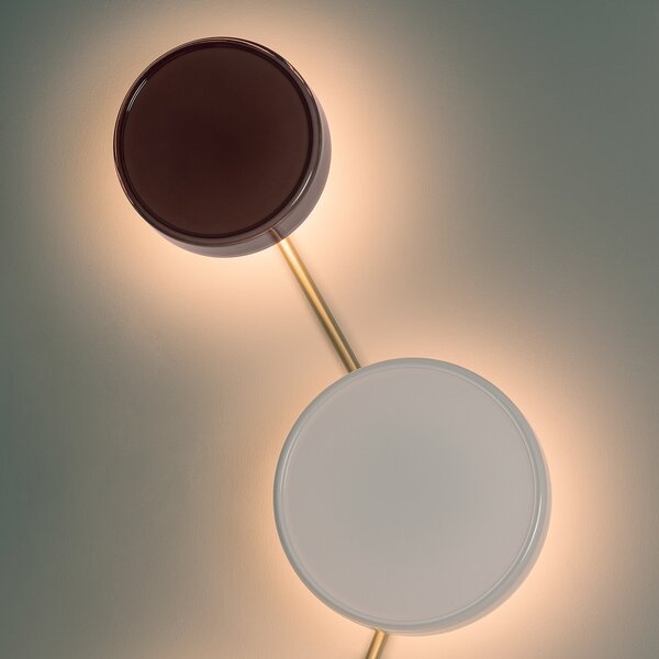 MARSET LED zidna svjetiljka Caramel, smeđa, Ø 22 cm, TRIAC, staklo, prigušiva, Smeđa / hrđa, Dnevni boravak/blagovaonica, Staklo