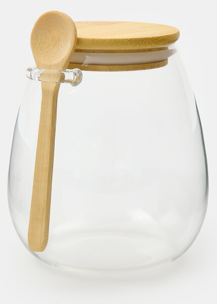 Sinsay - Staklena posuda za hranu s bambusovim poklopcem i žličicom