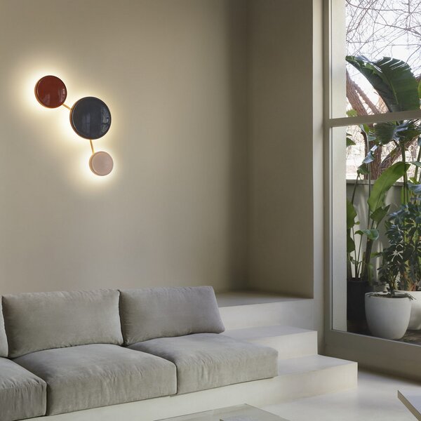MARSET LED zidna svjetiljka Caramel, plava, Ø 38 cm, TRIAC, staklo, prigušiva, Plava, Dnevni boravak/blagovaonica, Staklo