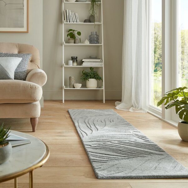 Svijetlo siva vunena staza 60x230 cm Lino Leaf - Flair Rugs