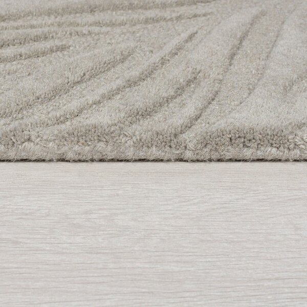 Sivi vuneni okrugli tepih ø 160 cm Leaf - Flair Rugs