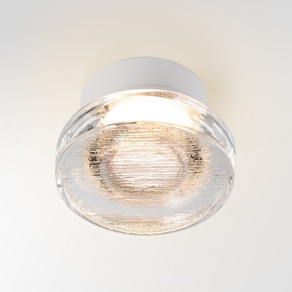 MARSET LED vanjska zidna svjetiljka Roc, Ø 17 cm, bijela/prozirna, prigušiva, Bijela, Aluminij
