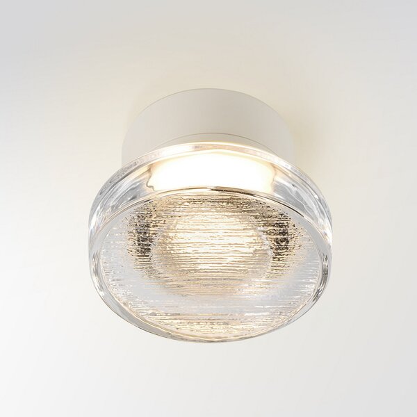 MARSET LED vanjska zidna svjetiljka Roc, Ø 14 cm, bijela/prozirna, prigušiva, Bijela, Aluminij