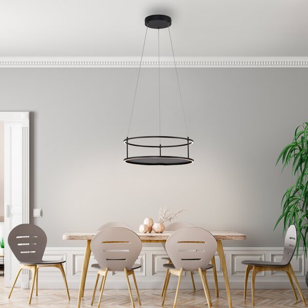 Paul Neuhaus Conni LED viseća lampa, crna, Ø 50 cm, prigušiva, Crno, Dnevni boravak/blagovaonica, Metal