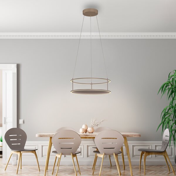 Paul Neuhaus Conni LED viseća lampa, boja pijeska, Ø 50 cm, prigušiva, Bež, Dnevni boravak/blagovaonica, Metal
