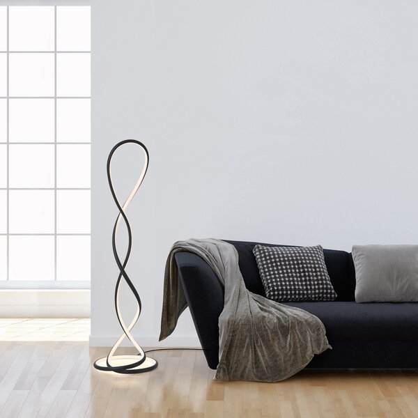 Paul Neuhaus LED podna lampa Twist, crna, visina 143 cm, prigušiva, Crno, Dnevni boravak/blagovaonica, Aluminij