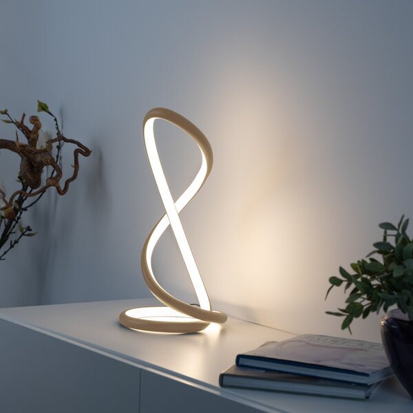 Paul Neuhaus LED stolna lampa Twist, boje pijeska, visina 42 cm, prigušiva, Bež, spavaća soba, Aluminij