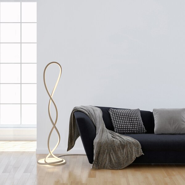 Paul Neuhaus LED podna lampa Twist, boje pijeska, visina 143 cm, prigušiva, Bež, Dnevni boravak/blagovaonica, Aluminij