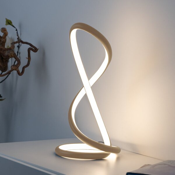 Paul Neuhaus LED stolna lampa Twist, boje pijeska, visina 42 cm, prigušiva, Bež, spavaća soba, Aluminij