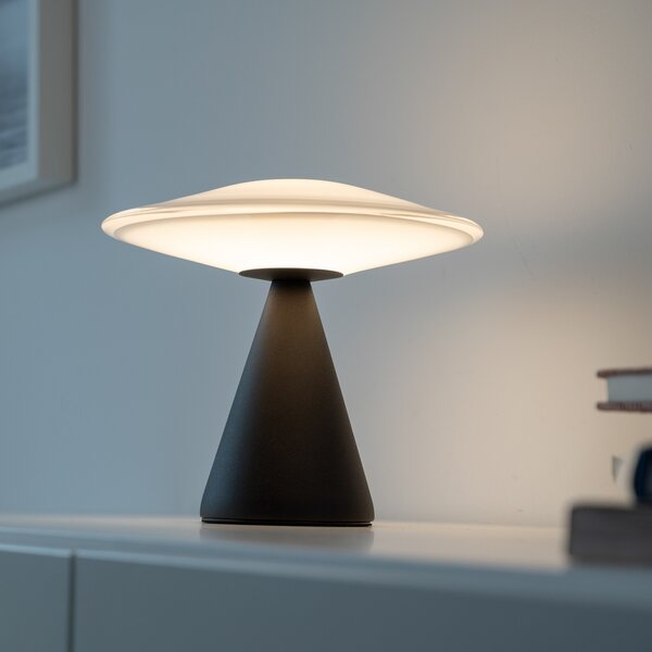 Paul Neuhaus LED stolna lampa Elipsa, bijela/crna, prigušljiva, prigušiva, Crno, Dnevni boravak/blagovaonica, Staklo