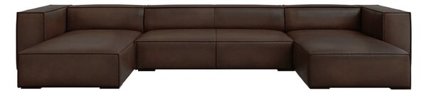 Tamnosmeđa kožna kutna garnitura (oblika slova "U") Madame - Windsor & Co Sofas