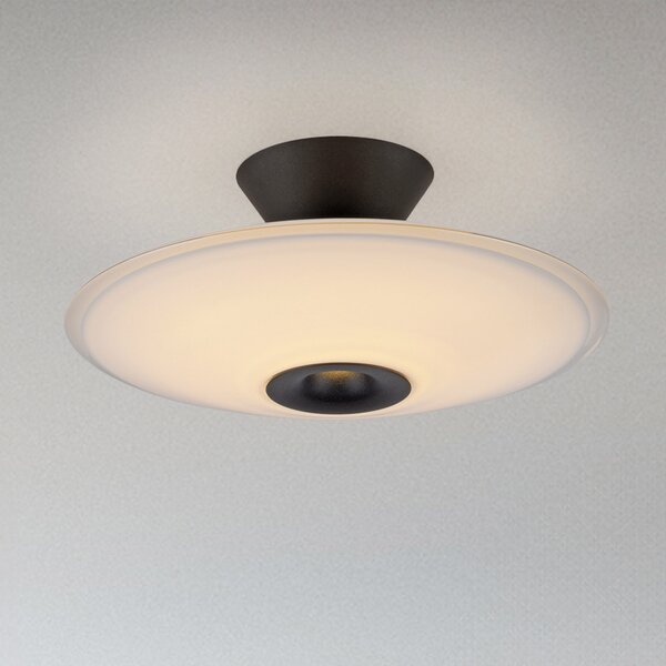 Paul Neuhaus LED stropna svjetiljka Elipsa, bijela/crna, Ø 35 cm, prigušiva, Crno, Dnevni boravak/blagovaonica, Staklo