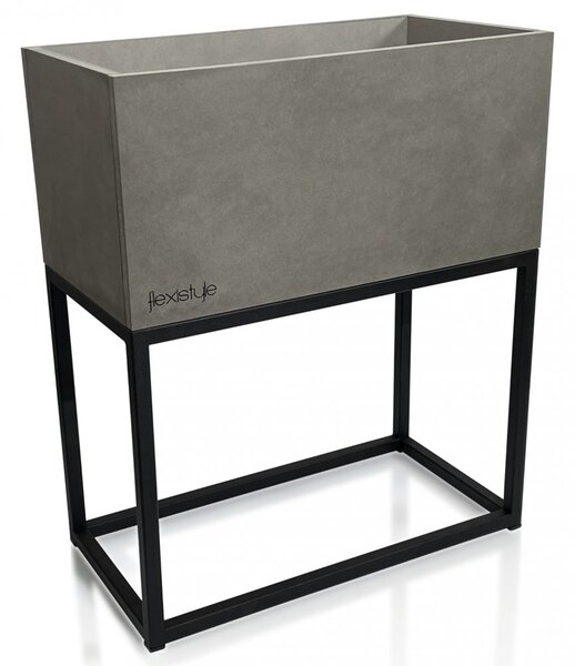 Prekrasna široka metalna žardinjera u sivoj boji LOFT FIORINO 42X22X50 cm