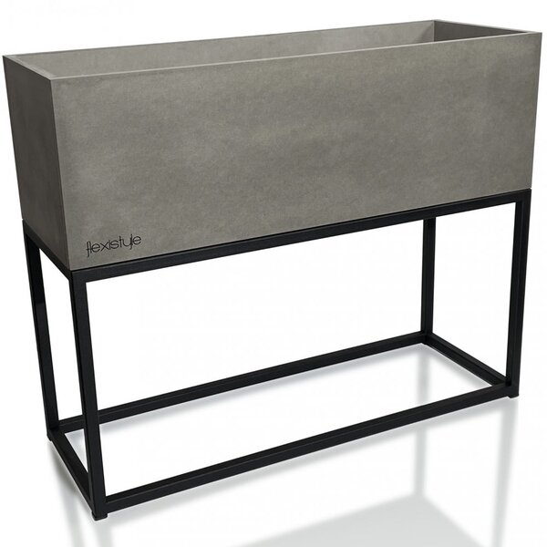 Metalna žardinjera u sivoj boji s glatkom površinom LOFT FIORINO 62X22X50 cm