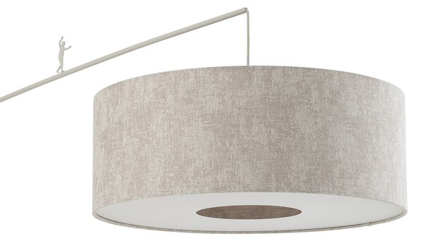 Nowodvorski Lighting Lučna svjetiljka Poise B, siva, čelik, tekstil, projekcija 255 cm, Sivo, Dnevni boravak/blagovaonica, Metal, Stalak kišobran