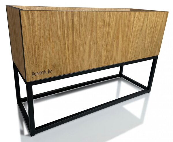 Ukrasna široka žardinjera od glatke prirodne hrastovine LOFT FIORINO 62X22X40 cm
