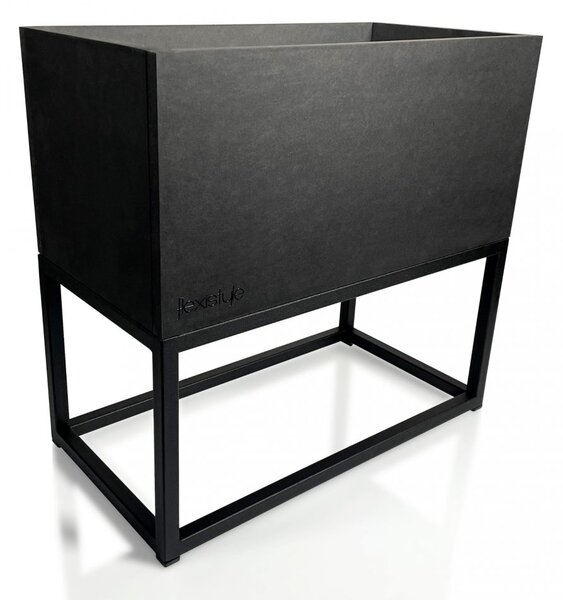 Crna mat metalna žardinjera LOFT FIORINO 42X22X40 cm