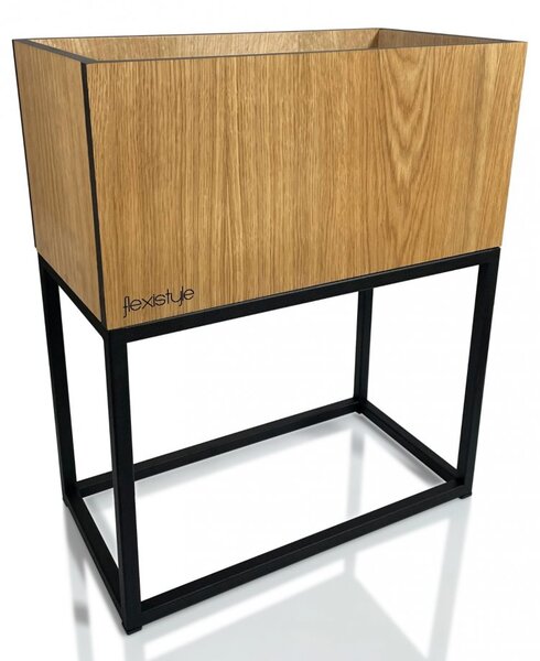 Ukrasna žardinjera od glatke prirodne hrastovine LOFT FIORINO 42X22X50 cm