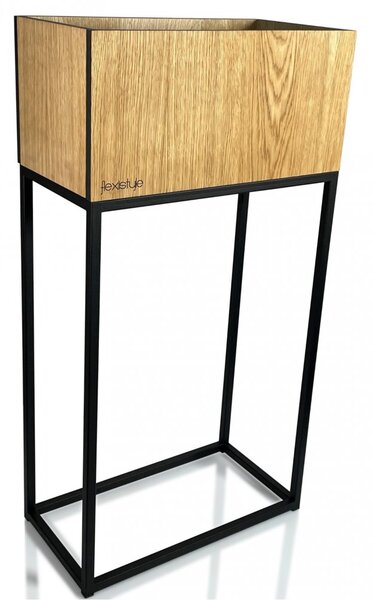 Ukrasna visoka žardinjera od glatkog prirodnog hrasta LOFT FIORINO 42X22X80 cm