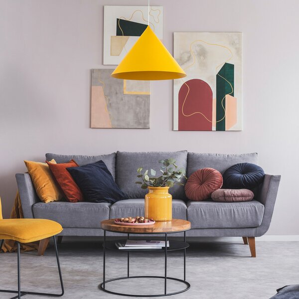 TK Lighting Viseća svjetiljka Cono, 1 žarulja, Ø 50 cm, žuta, E27, prigušiva, Žuta, Dnevni boravak/blagovaonica, Metal
