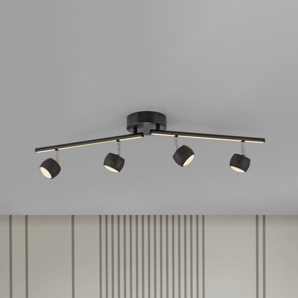 JUST LIGHT. GmbH Jarik LED stropni reflektor, 4 žarulje, crni, 3000 K, prigušiva, Crno, Dnevni boravak/blagovaonica, Metal