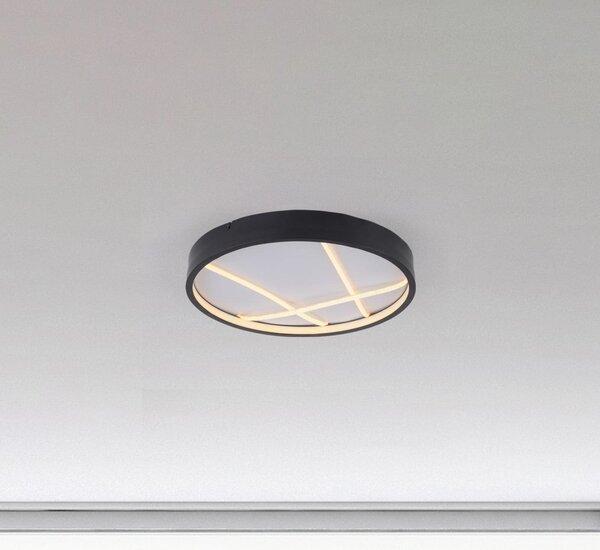 JUST LIGHT. GmbH Mikado LED stropna svjetiljka, Ø 40 cm, crna, prigušiva, Crno, Dnevni boravak/blagovaonica, Metal