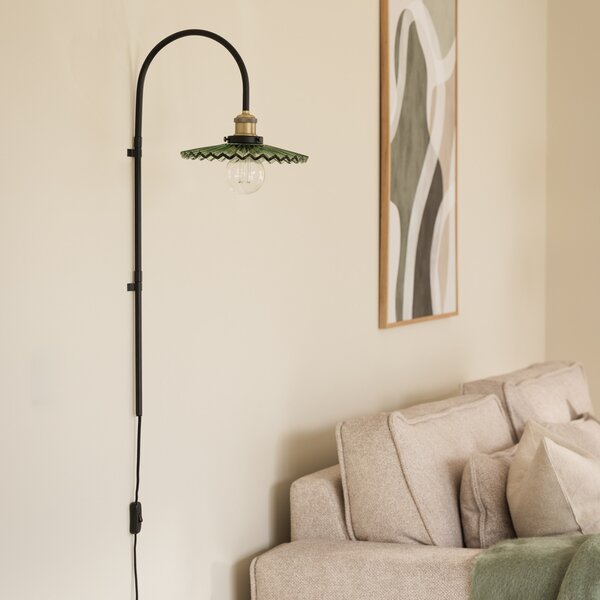 Globen Lighting Zidna lampa COBBLER, zelena, visina 75 cm, staklo, Crno, Dnevni boravak/blagovaonica, Staklo