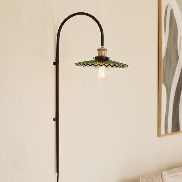 Globen Lighting Zidna lampa COBBLER, zelena, visina 75 cm, staklo, Crno, Dnevni boravak/blagovaonica, Staklo