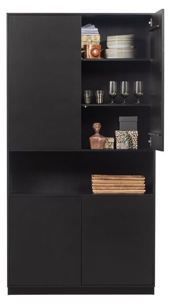 Crna modularna škrinja za pohranu od masivnog bora 110x210 cm Finca – WOOOD