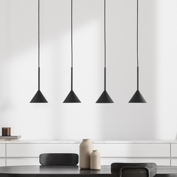 TK Lighting Cono Mini viseća svjetiljka, 4 žarulje, crna GU10, prigušiva, Crno, Dnevni boravak/blagovaonica, Metal
