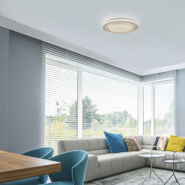 JUST LIGHT. GmbH LED stropna svjetiljka Lago Ø 40 cm bijela s daljinskim upravljačem, prigušiva, Bijela, Dnevni boravak/blagovaonica, Metal