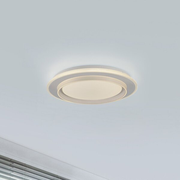 JUST LIGHT. GmbH LED stropna svjetiljka Lago Ø 40 cm bijela s daljinskim upravljačem, prigušiva, Bijela, Dnevni boravak/blagovaonica, Metal