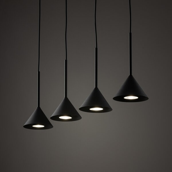 TK Lighting Cono Mini viseća svjetiljka, 4 žarulje, crna GU10, prigušiva, Crno, Dnevni boravak/blagovaonica, Metal
