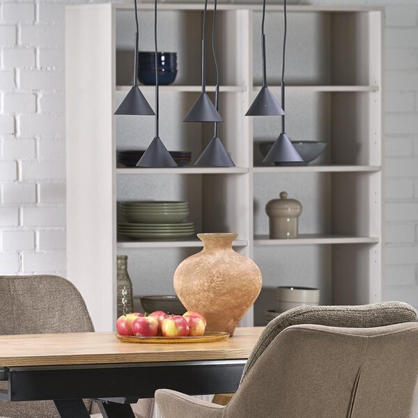 TK Lighting Cono Mini viseća svjetiljka, 6 žarulja, crna GU10, prigušiva, Crno, Dnevni boravak/blagovaonica, Metal
