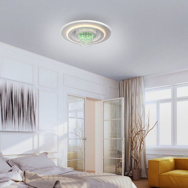 JUST LIGHT. GmbH Tolago RGB LED stropna svjetiljka, CCT, bijela, daljinski upravljač, prigušiva, Bijela, Dnevni boravak/blagovaonica, Metal