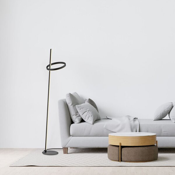 JUST LIGHT. GmbH LED podna lampa Ritus crna željezna s prigušivačem 3000 K, prigušiva, Crno, Dnevni boravak/blagovaonica, Metal