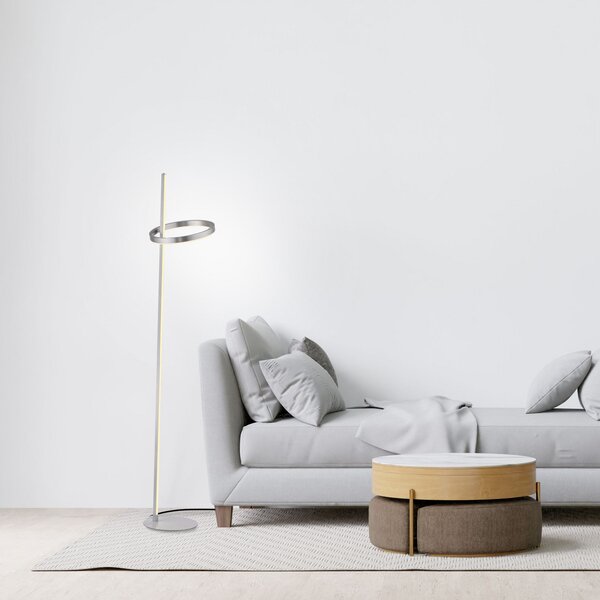 JUST LIGHT. GmbH LED podna lampa Ritus srebrna željezna s prigušivačem 3000 K, prigušiva, Metalik, Dnevni boravak/blagovaonica, Metal