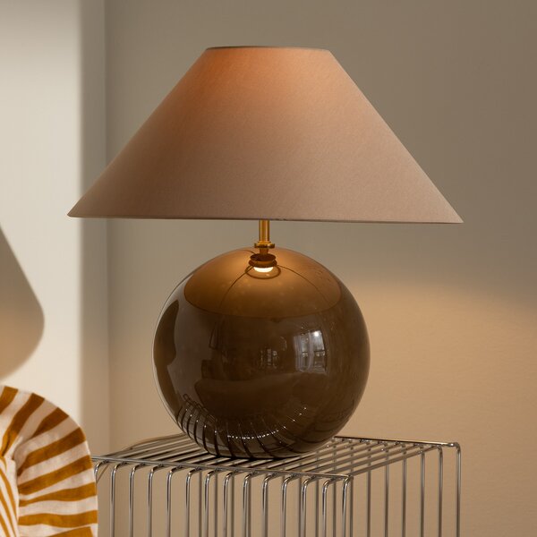 Globen Lighting IRIS stolna lampa, smeđa, visina 45 cm, Smeđa / hrđa, Dnevni boravak/blagovaonica, Tkanina / tekstil