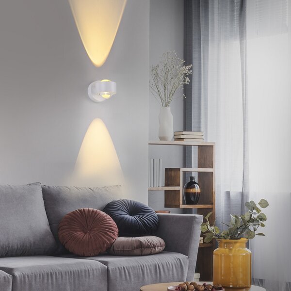 JUST LIGHT. GmbH Chia LED zidna svjetiljka na baterije, bijela, željezo, 3000 K, prigušiva, Bijela, Dnevni boravak/blagovaonica, Metal
