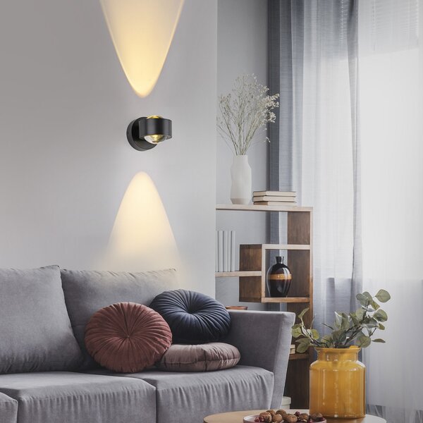 JUST LIGHT. GmbH Chia LED zidna svjetiljka na baterije, crno željezo, 3000 K, prigušiva, Crno, Dnevni boravak/blagovaonica, Metal