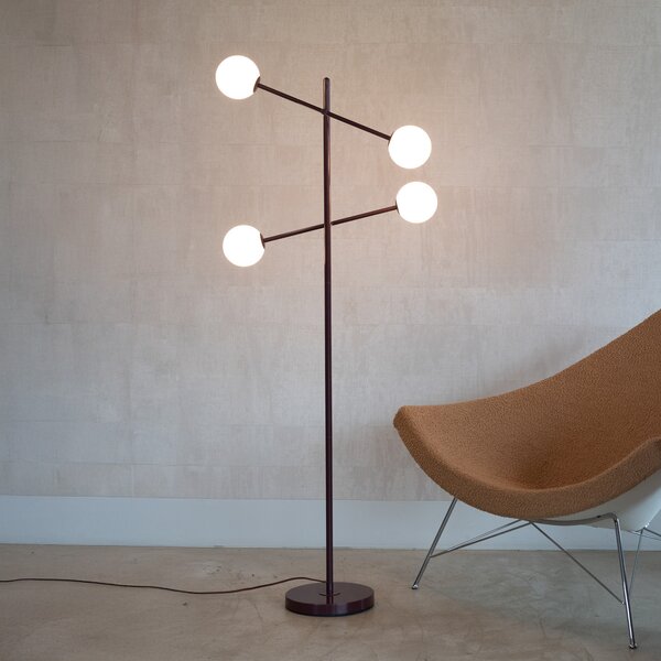 IT´S ABOUT ROMI IT'S Podna lampa Copenhagen, tamnocrvena, rotirajuća, prigušiva, Crvena, Dnevni boravak/blagovaonica, Metal
