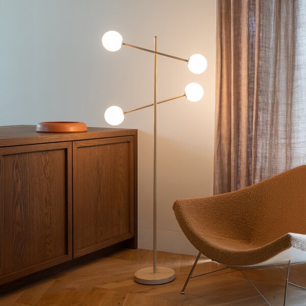 IT´S ABOUT ROMI IT'S Podna lampa Copenhagen, bež, staklo, rotirajuća, prigušiva, Bež, Dnevni boravak/blagovaonica, Metal