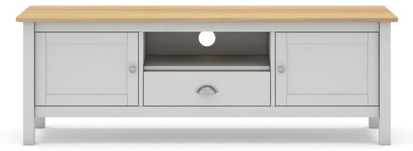 Bijelo/natur TV stol od borovine 158x53 cm Misti - Marckeric