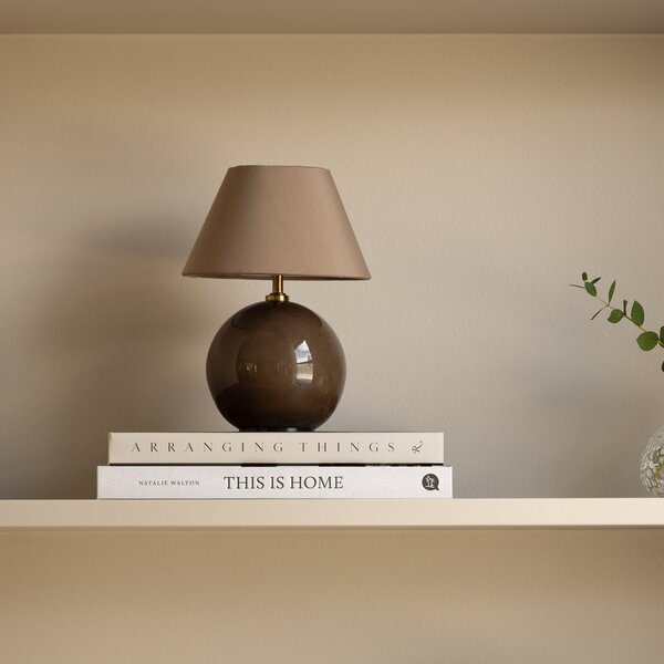 Globen Lighting IRIS punjiva stolna lampa, smeđa, visina 23 cm, prigušiva, Smeđa / hrđa, Dnevni boravak/blagovaonica, Tkanina / tekstil