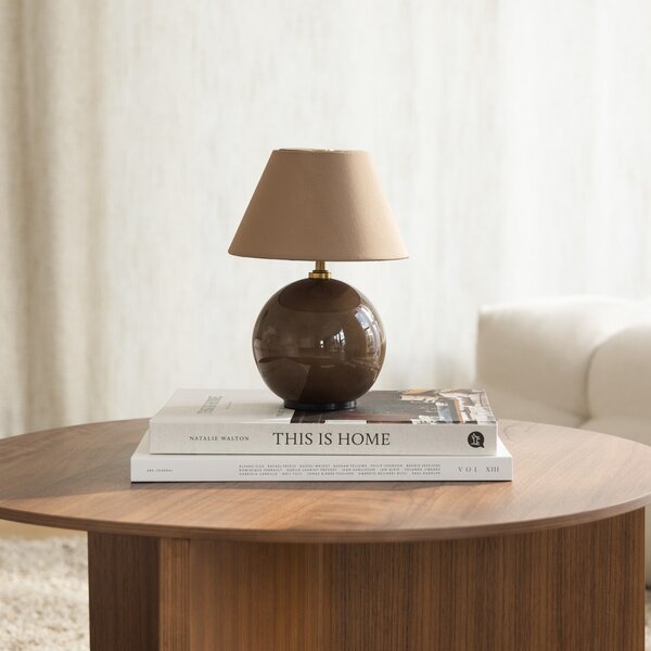 Globen Lighting IRIS punjiva stolna lampa, smeđa, visina 23 cm, prigušiva, Smeđa / hrđa, Dnevni boravak/blagovaonica, Tkanina / tekstil