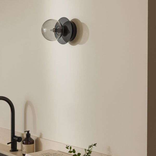 Globen Lighting ART DECO zidna lampa, crna/siva Ø 16cm IP44, prigušiva, Sivo, Dnevni boravak/blagovaonica, Staklo