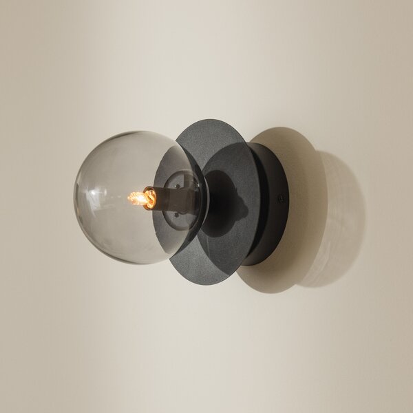 Globen Lighting ART DECO zidna lampa, crna/siva Ø 16cm IP44, prigušiva, Sivo, Dnevni boravak/blagovaonica, Staklo