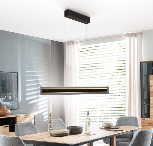 Schöner Wohnen SCHÖNER WOHNEN LED viseća lampa Lena, crna, prigušiva, podiz, prigušiva, Crno, Dnevni boravak/blagovaonica, Metal