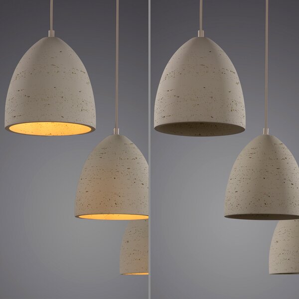 Schöner Wohnen SCHÖNER WOHNEN Traventa viseća lampa, 3 žarulje, bež, E27, prigušiva, Bež, Dnevni boravak/blagovaonica, Beton