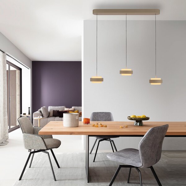 Schöner Wohnen SCHÖNER WOHNEN LED viseća lampa Elmo, sand breeze, 3 žarulje, 3000 K, prigušiva, Bež, Dnevni boravak/blagovaonica, Metal